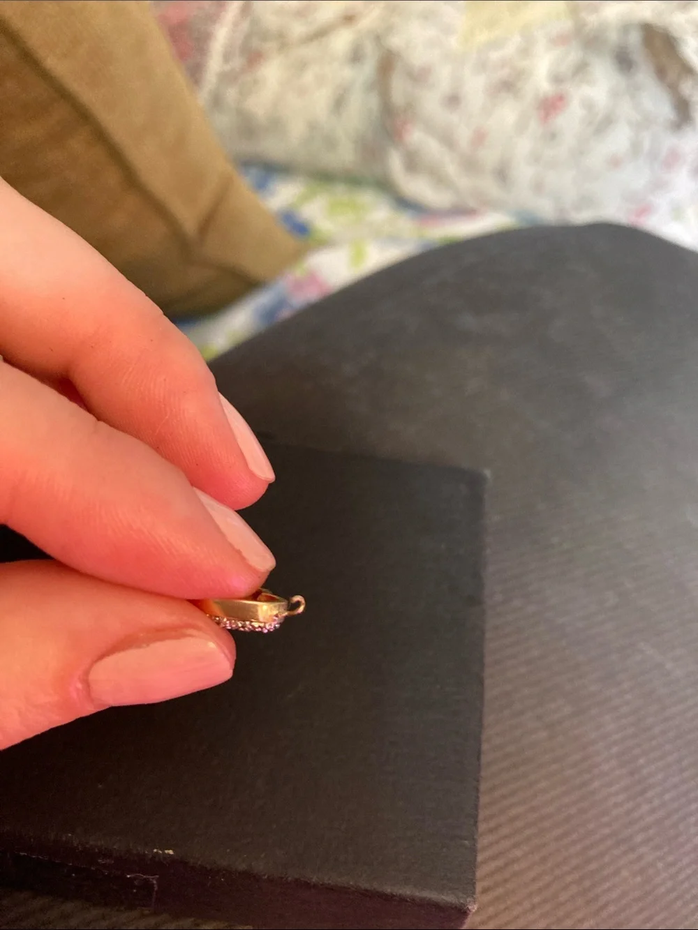 2 diamond yellow gold heart charms ( as is)